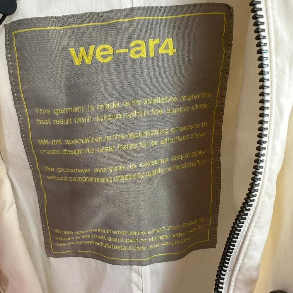 WE-AR4 White Hooded Rain Jacket Field‎ Coat NWT $540 Sustainable Luxury M